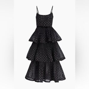Zimmermann Polka Dot Pleated Tiered Midi-Dress
